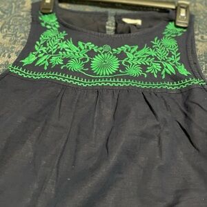 Navy Top with Green Embroidery